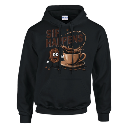 Hoodie - Sip Happens - Unisex - Kaffee Schwarz