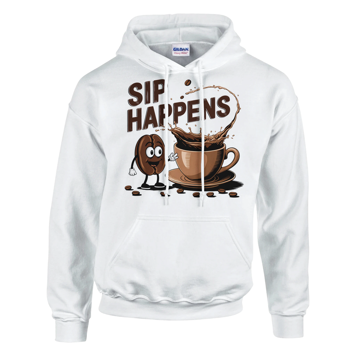 Hoodie - Sip Happens - Unisex - Kaffee Weiß