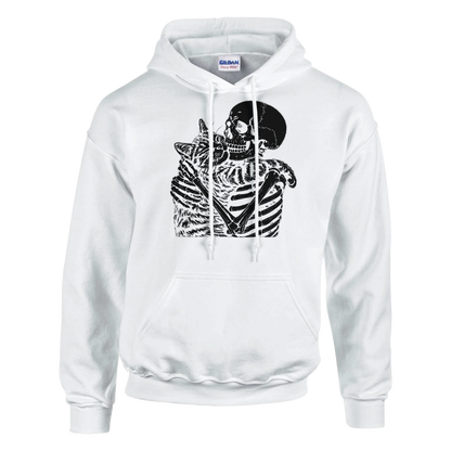 Hoodie - Skelett mit Katze - Unisex - Katze, Halloween