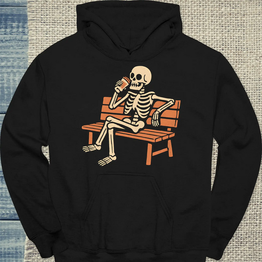 Hoodie - Skelett trinkt Kaffee - Unisex - Kaffee Schwarz