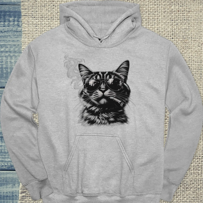 Hoodie - Smoking Cat - Unisex - Katze Grau
