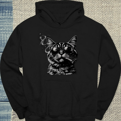 Hoodie - Smoking Cat - Unisex - Katze Schwarz