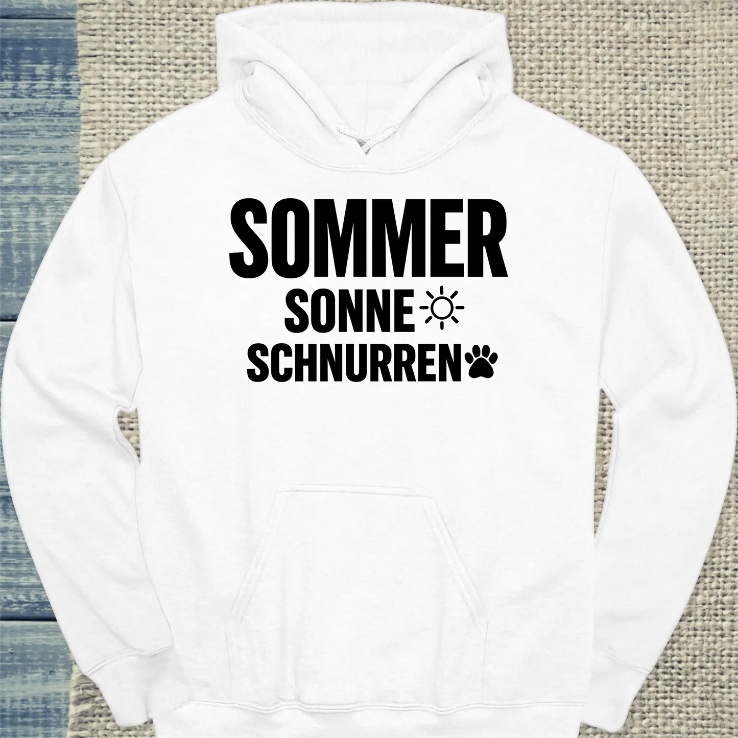 Hoodie - Sommer, Sonne, schnurren - Unisex - Katze, Sommer Weiß