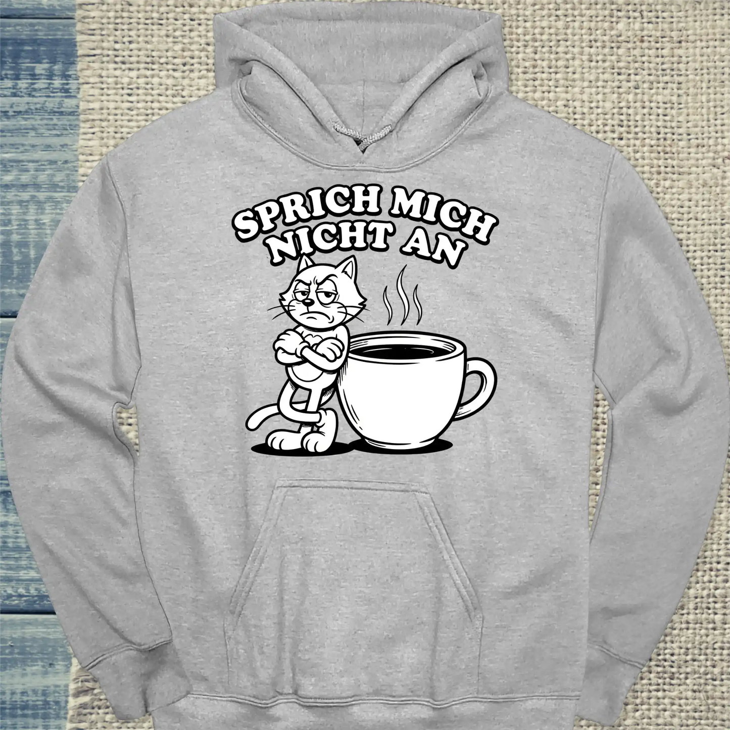 Hoodie - Sprich mich nicht an - Unisex - Katze, Kaffee Grau