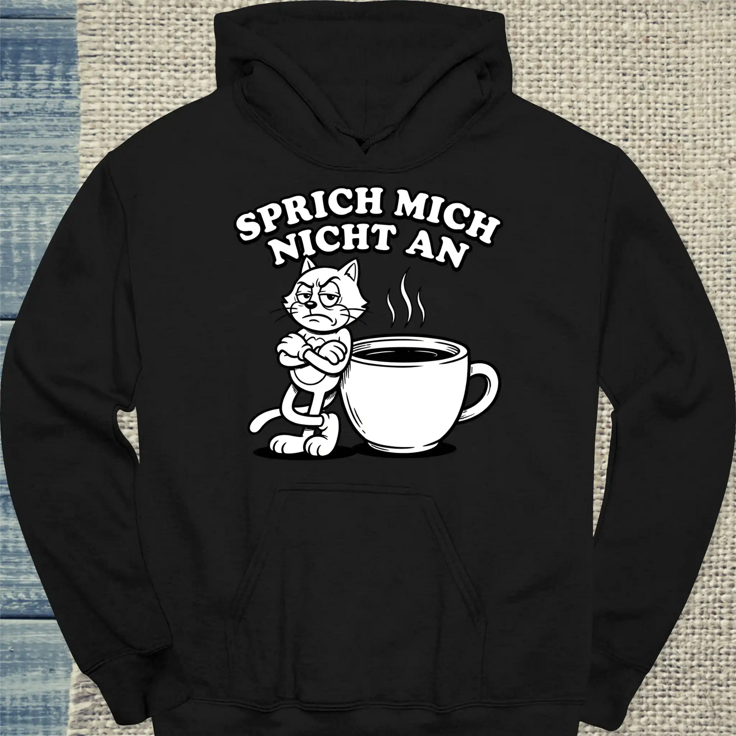 Hoodie - Sprich mich nicht an - Unisex - Katze, Kaffee Schwarz