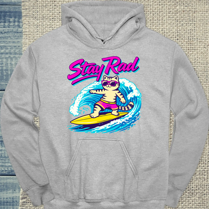 Hoodie - Stay Rad - Unisex - Katze, Sommer Grau