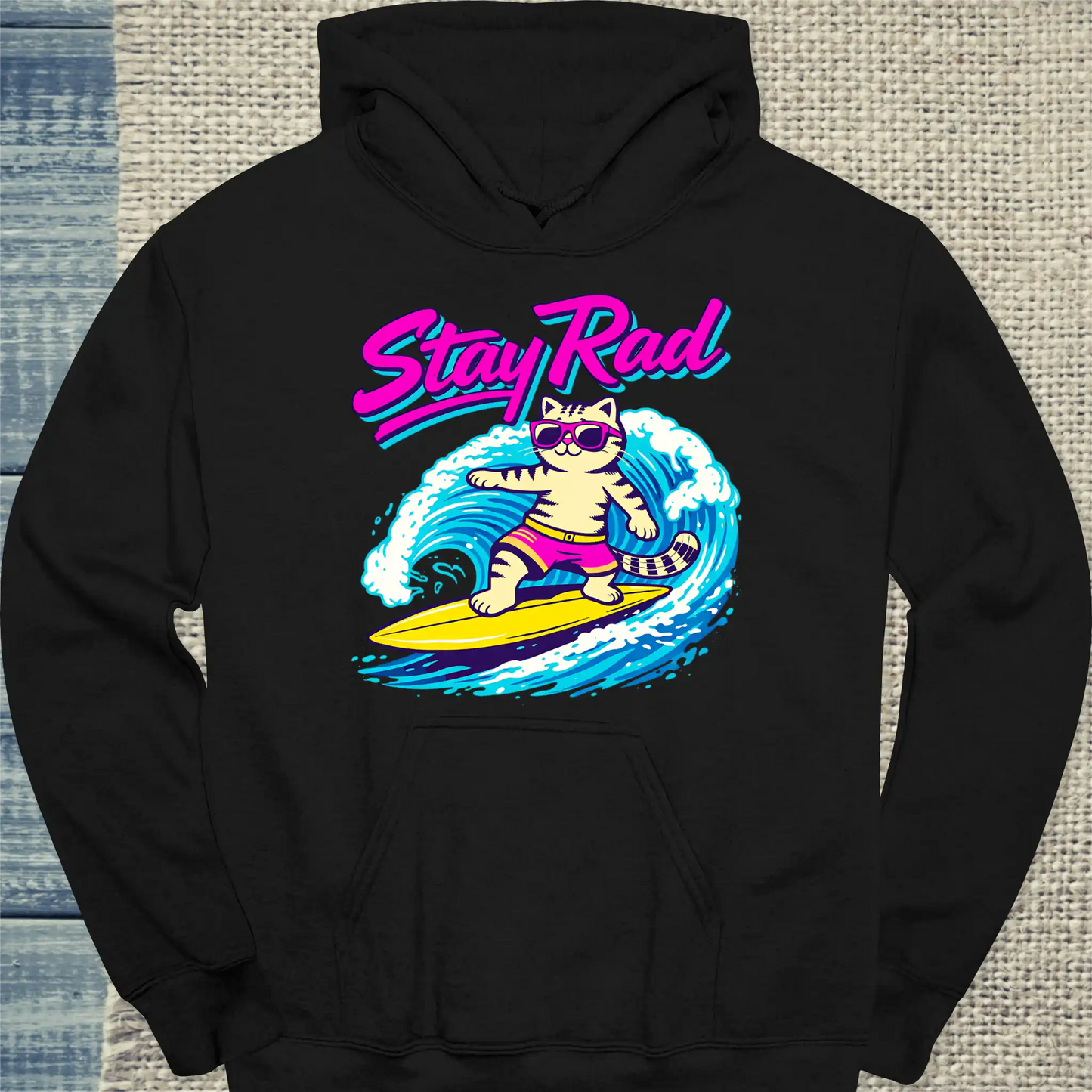 Hoodie - Stay Rad - Unisex - Katze, Sommer Schwarz