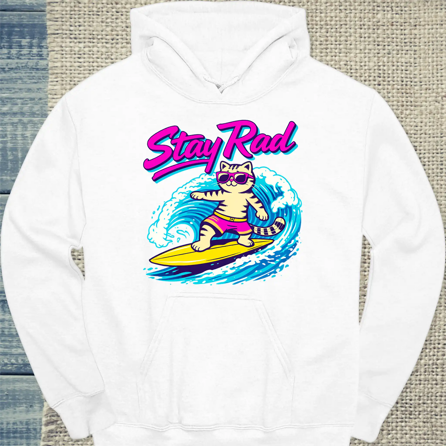 Hoodie - Stay Rad - Unisex - Katze, Sommer Weiß
