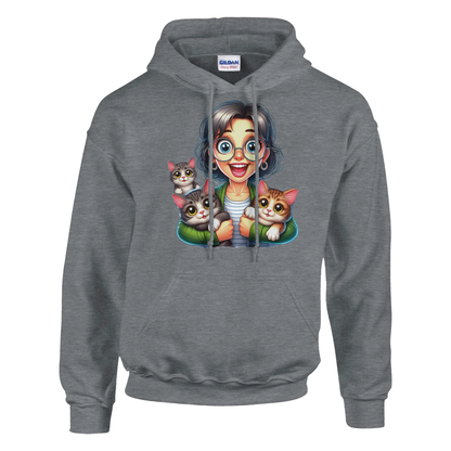 Hoodie - Stolze Katzen Mama - Unisex - Kaffee, Cat Lady Grau