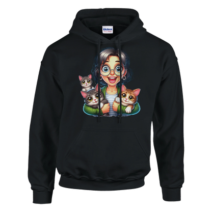 Hoodie - Stolze Katzen Mama - Unisex - Kaffee, Cat Lady Schwarz