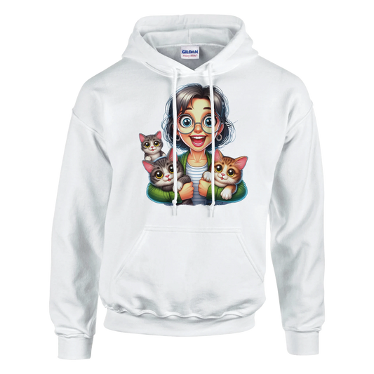Hoodie - Stolze Katzen Mama - Unisex - Kaffee, Cat Lady Weiß