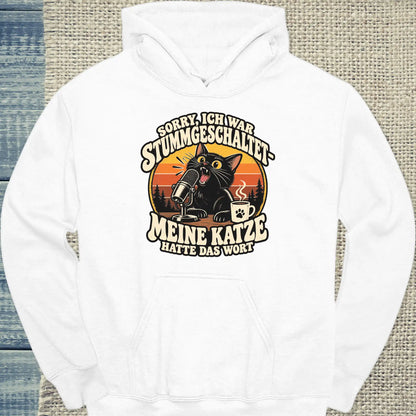 Hoodie - Stummgeschaltet - Unisex - Katze & Kaffee Weiß