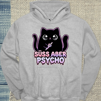 Hoodie - Süß aber Psycho - Unisex - Katze Grau