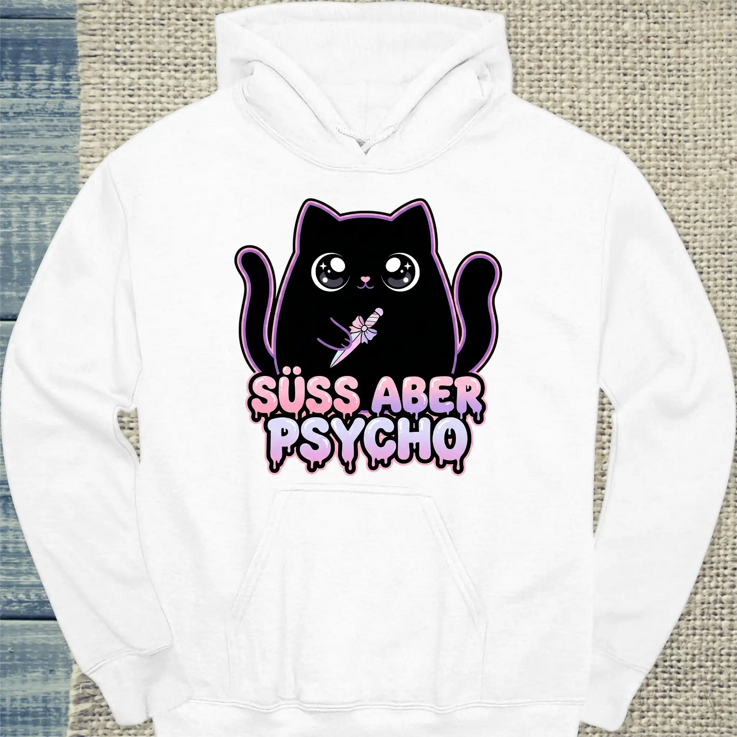 Hoodie - Süß aber Psycho - Unisex - Katze Weiß