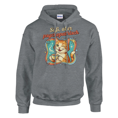 Hoodie - Süß, aber psychopathisch - Unisex - Katze & Kaffee Grau