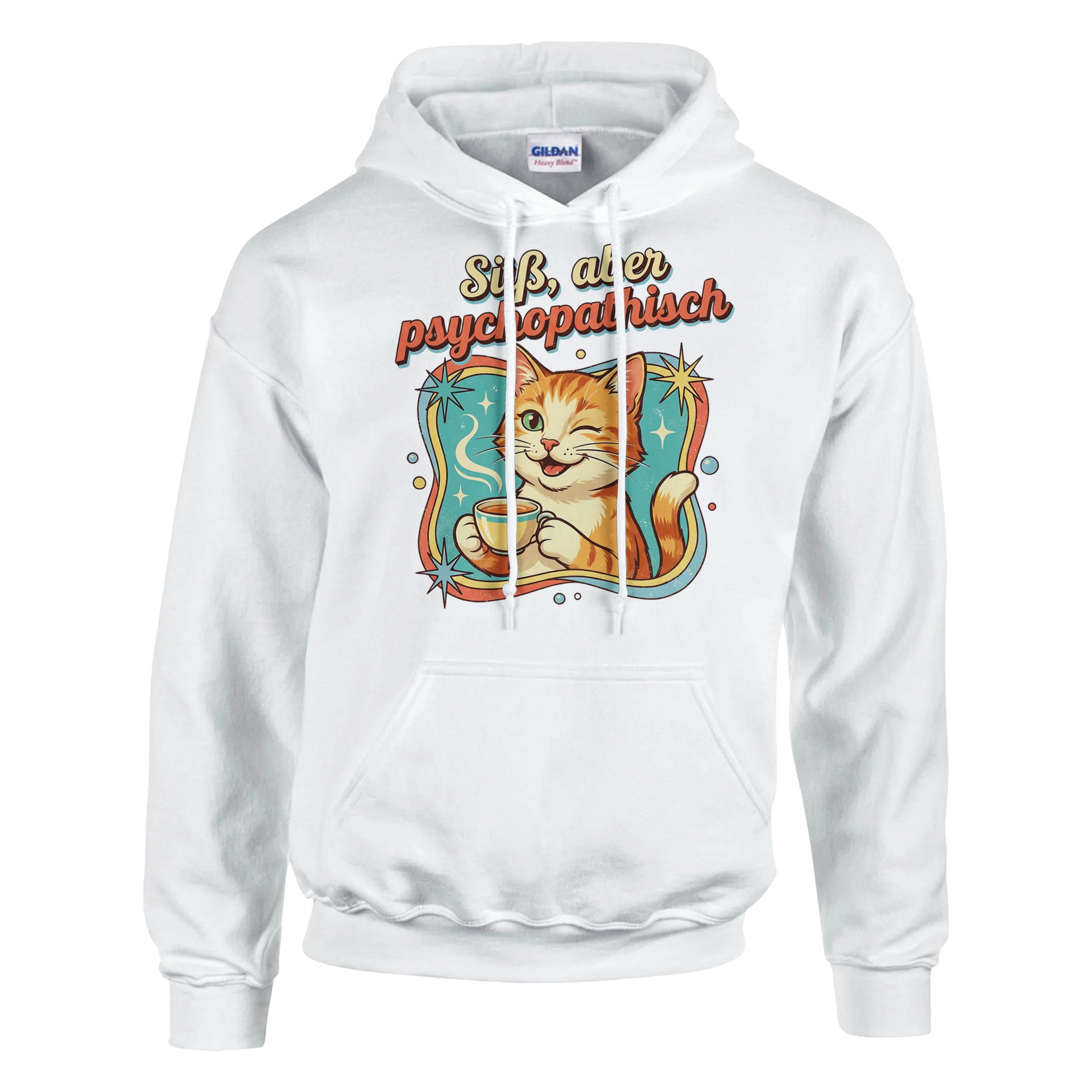 Hoodie - Süß, aber psychopathisch - Unisex - Katze & Kaffee Weiß