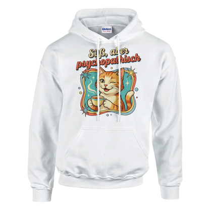 Hoodie - Süß, aber psychopathisch - Unisex - Katze & Kaffee Weiß
