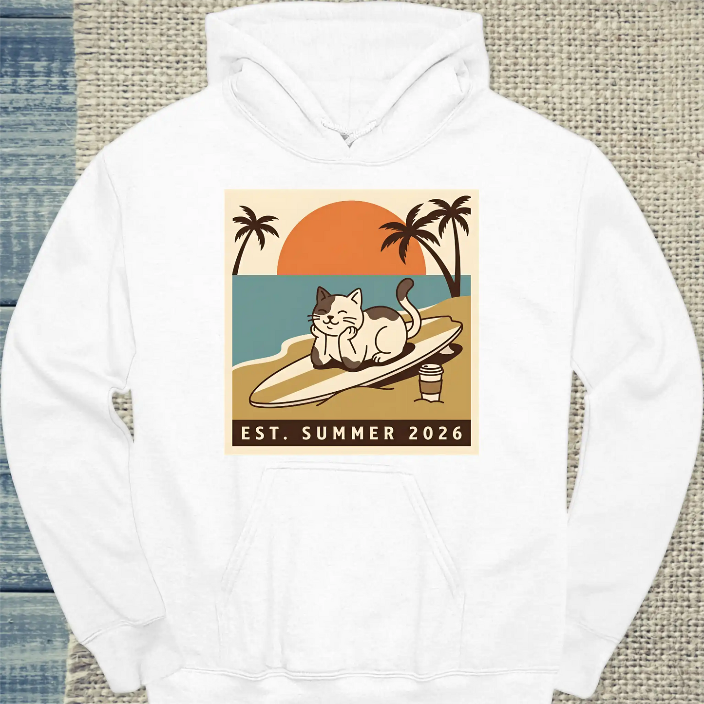 Hoodie - Summer 2026 - Unisex - Katze, Sommer Weiß