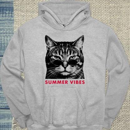 Hoodie - Summer Vibes Streetwear - Unisex - Katze, Sommer Grau