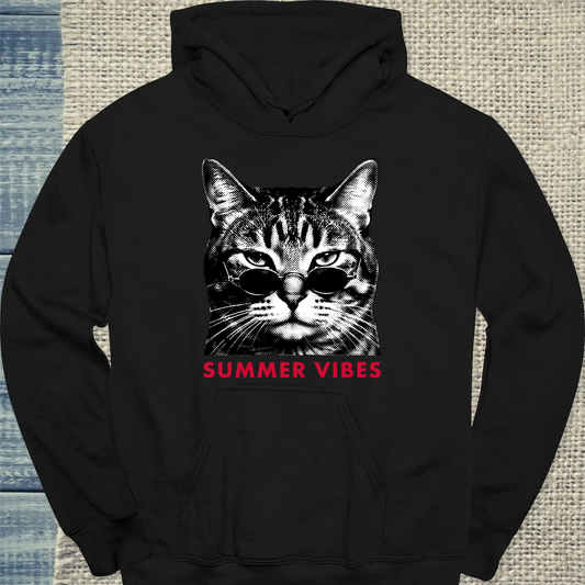 Hoodie - Summer Vibes Streetwear - Unisex - Katze, Sommer Schwarz