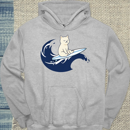 Hoodie - Surfing Cat - Unisex - Katze Grau