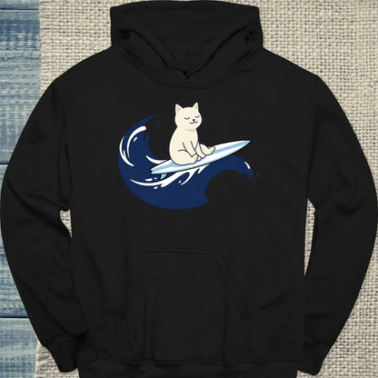 Hoodie - Surfing Cat - Unisex - Katze Schwarz