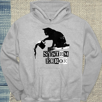 Hoodie - System Error - Unisex - Katze & Kaffee Grau