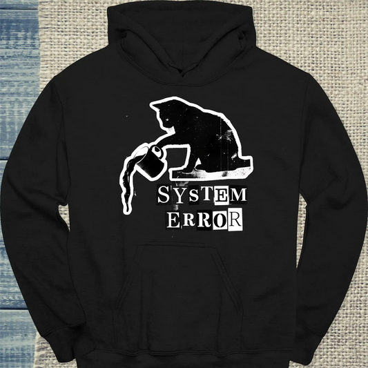 Hoodie - System Error - Unisex - Katze & Kaffee Schwarz