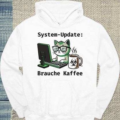 Hoodie - System-Update - Unisex - Katze & Kaffee, Cat Guy Weiß