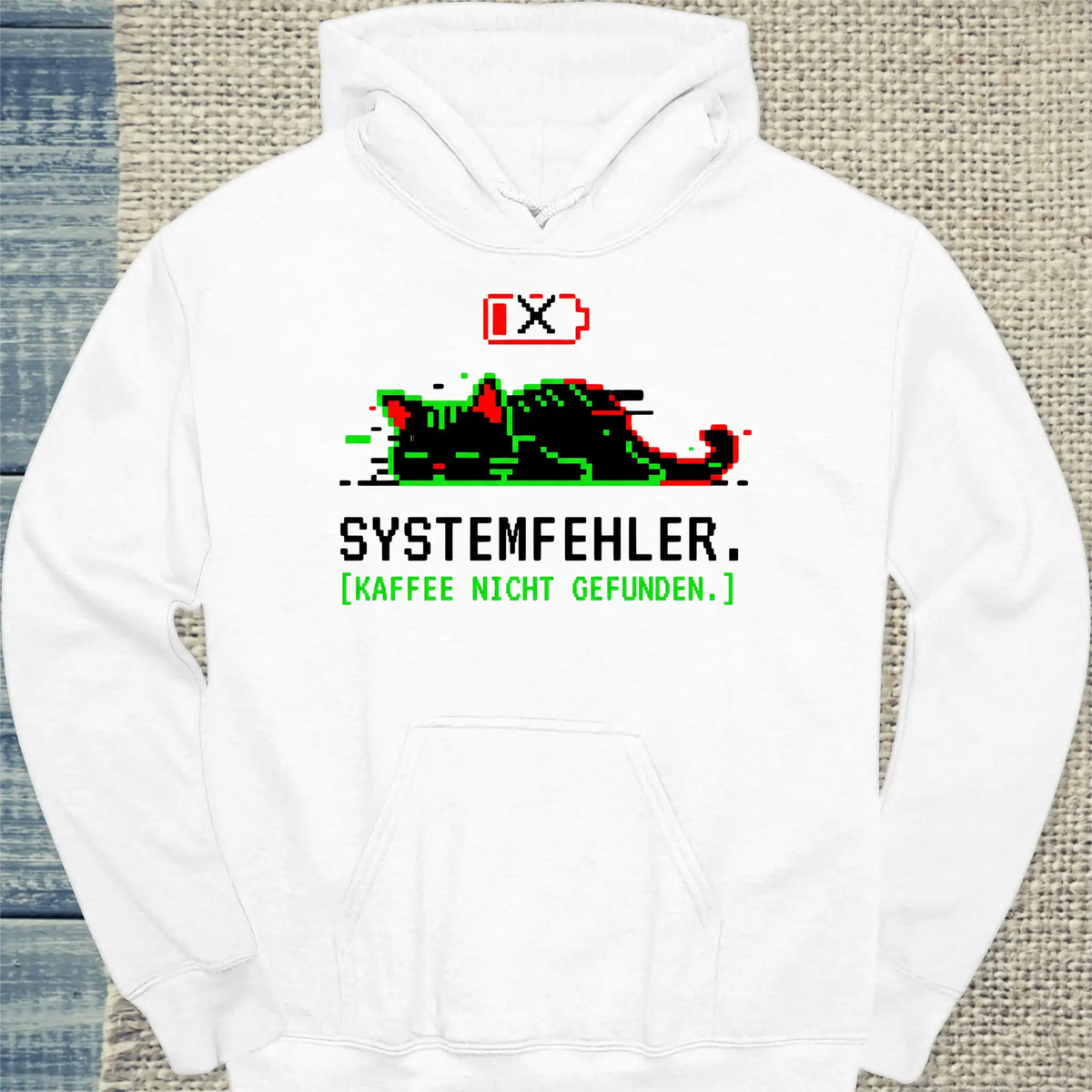 Hoodie - Systemfehler - Unisex - Katze Weiß