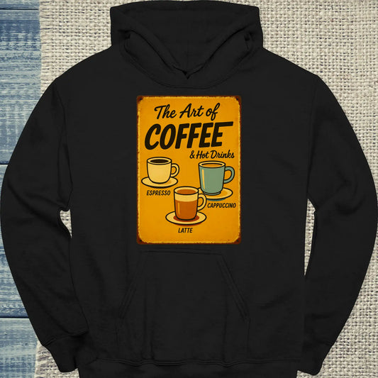 Hoodie - The Art of Coffee - Unisex - Kaffee, Retro Schwarz