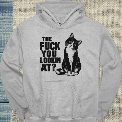 Hoodie - The fudge you looking at? - Unisex - Katze Grau