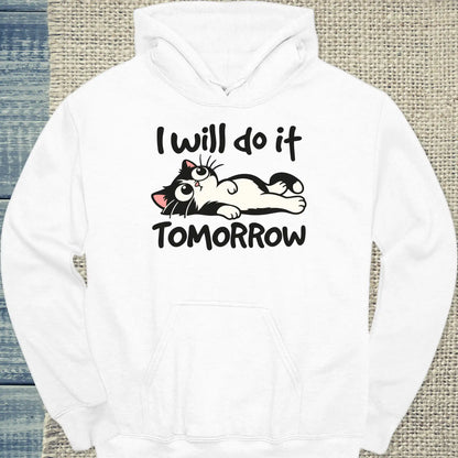 Hoodie - Tomorrow - Unisex - Katze Weiß