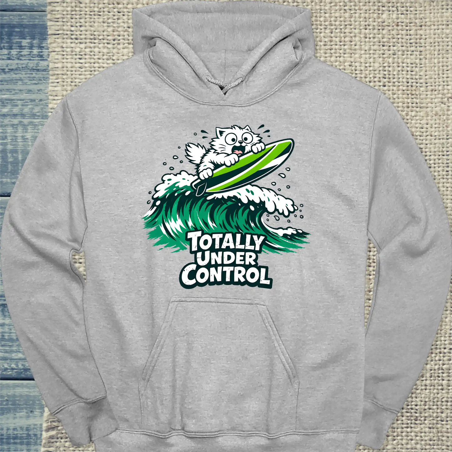 Hoodie - Totally Under Control - Unisex - Katze, Sommer Grau