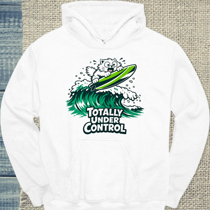 Hoodie - Totally Under Control - Unisex - Katze, Sommer Weiß