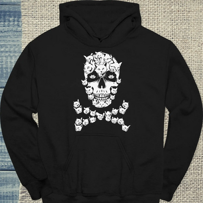Hoodie - Totenkopf Katze - Unisex - Katze Schwarz