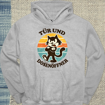 Hoodie - Tür und Dosenöffner - Unisex - Katze Grau