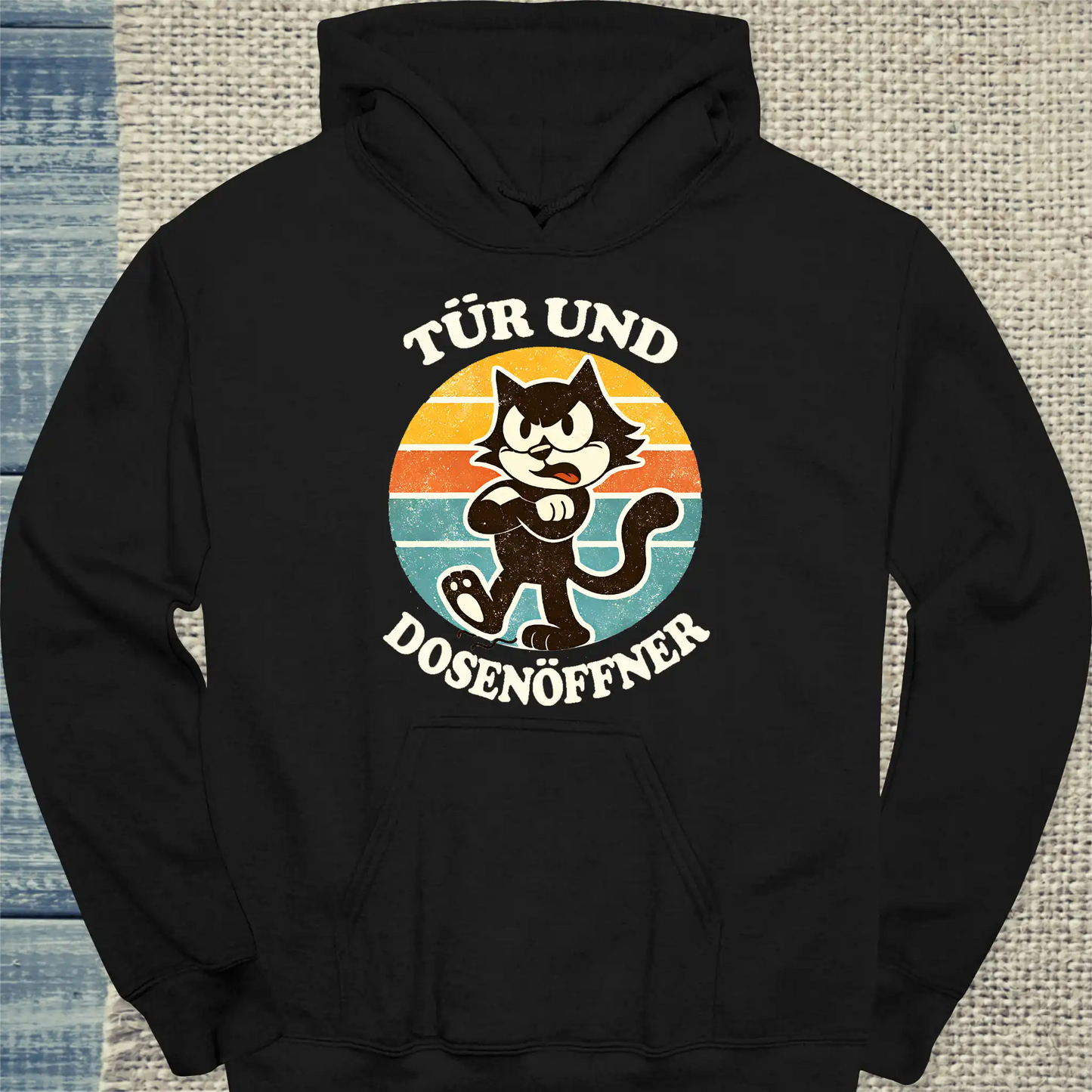 Hoodie - Tür und Dosenöffner - Unisex - Katze Schwarz