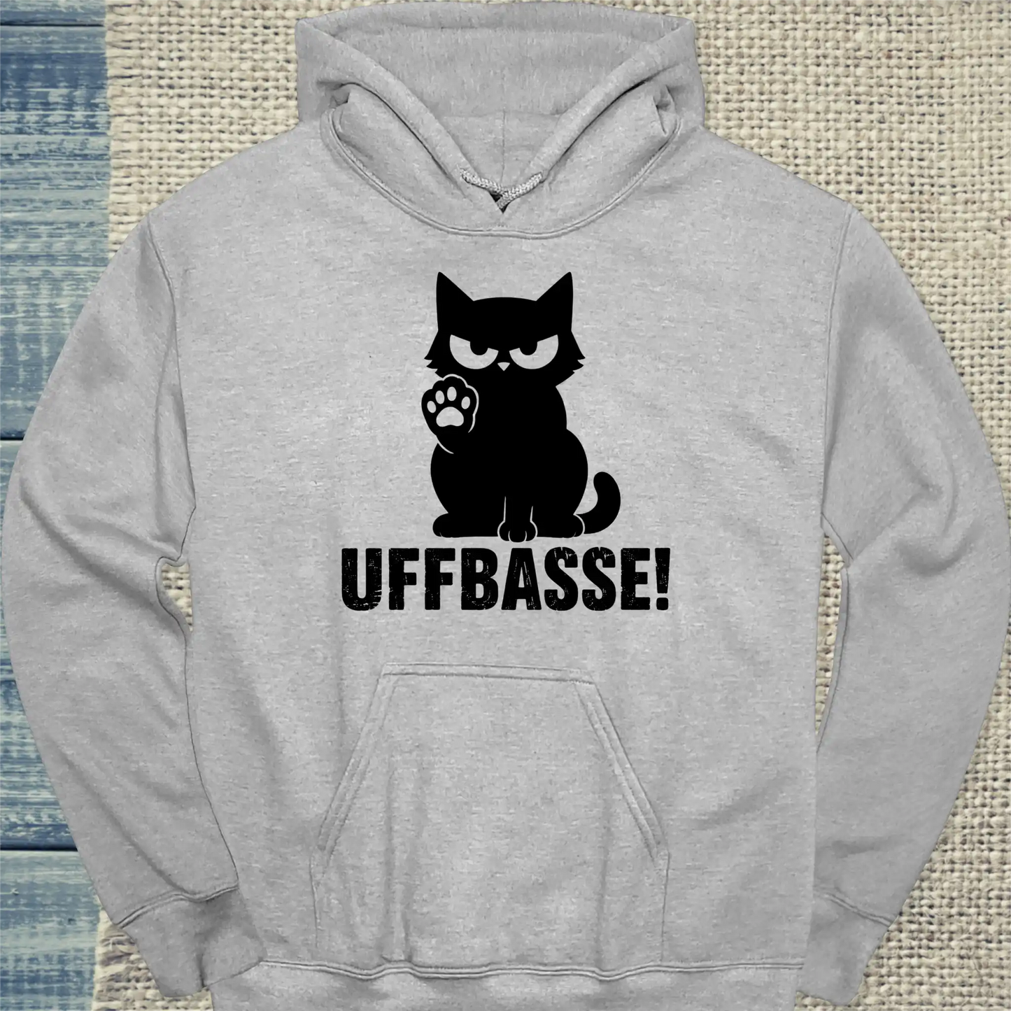 Hoodie - Uffbasse! - Unisex - Katze Grau