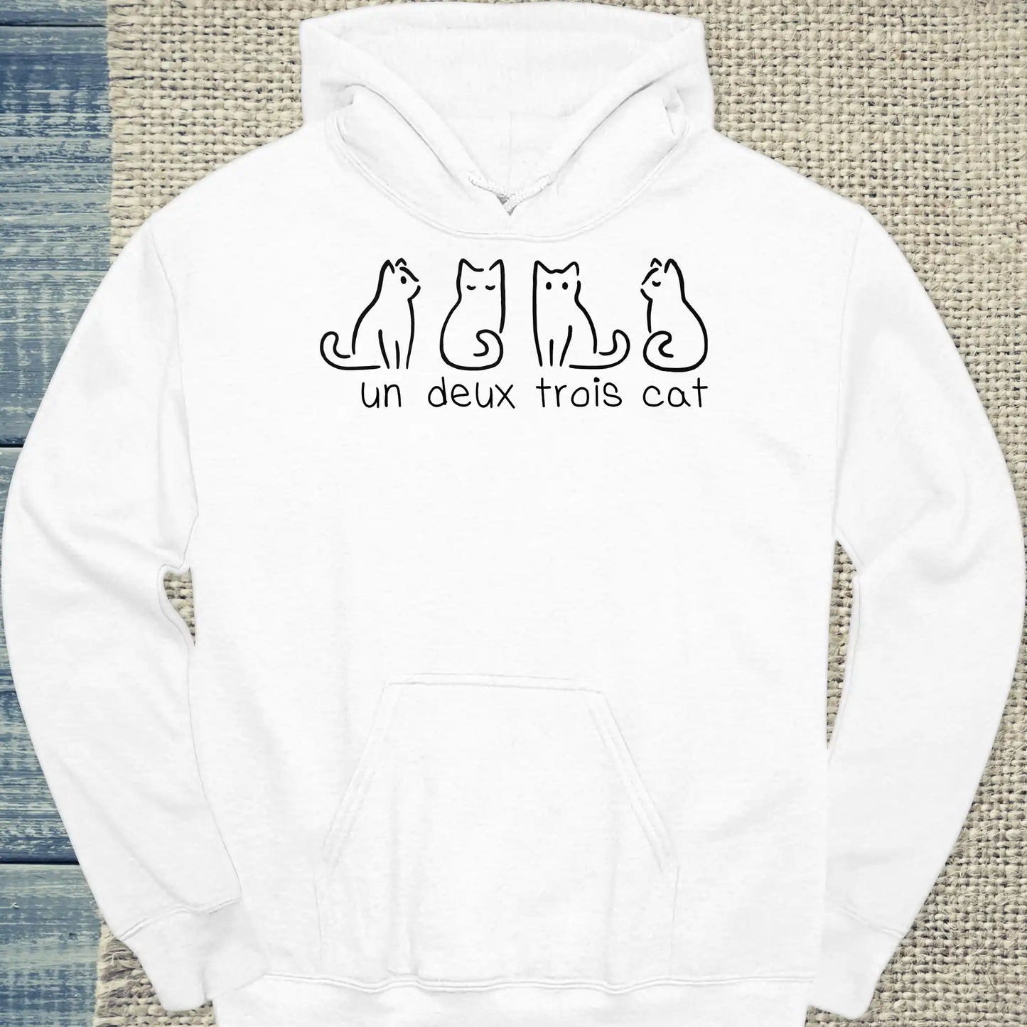 Hoodie - Un Deux Trois Cat - Unisex - Katze Weiß