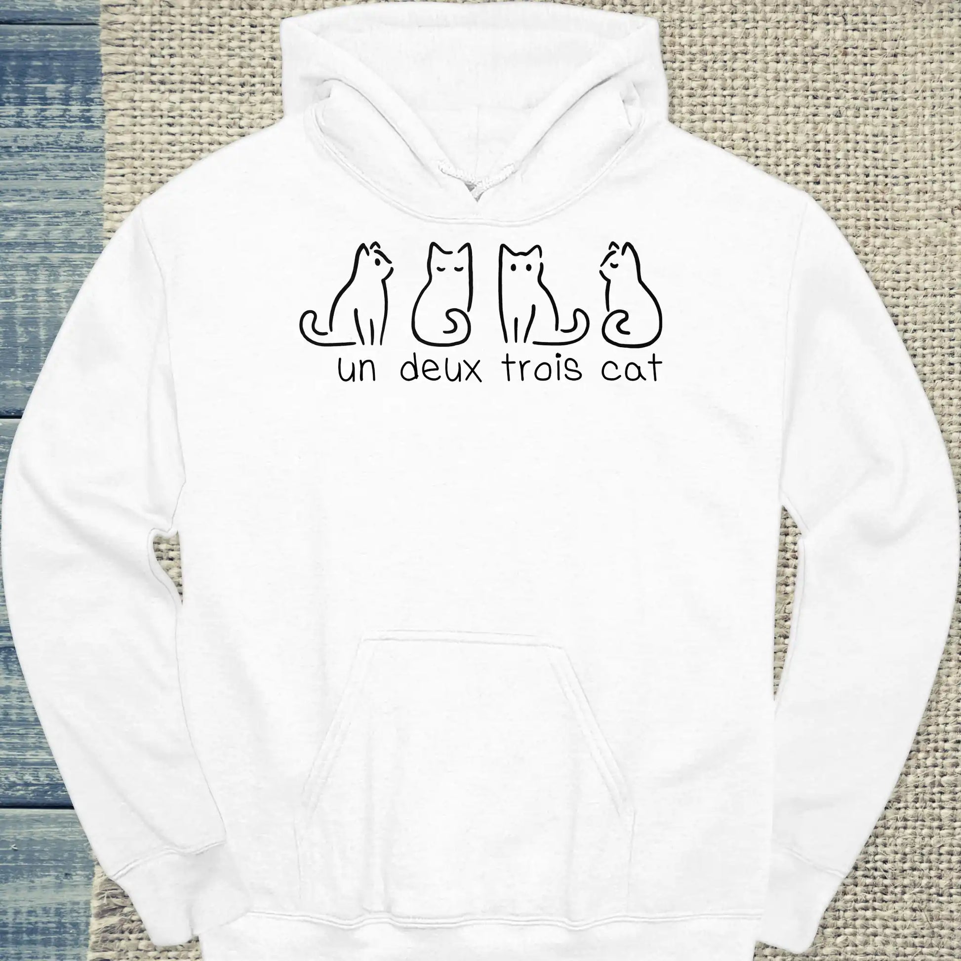 Hoodie - Un Deux Trois Cat - Unisex - Katze Weiß