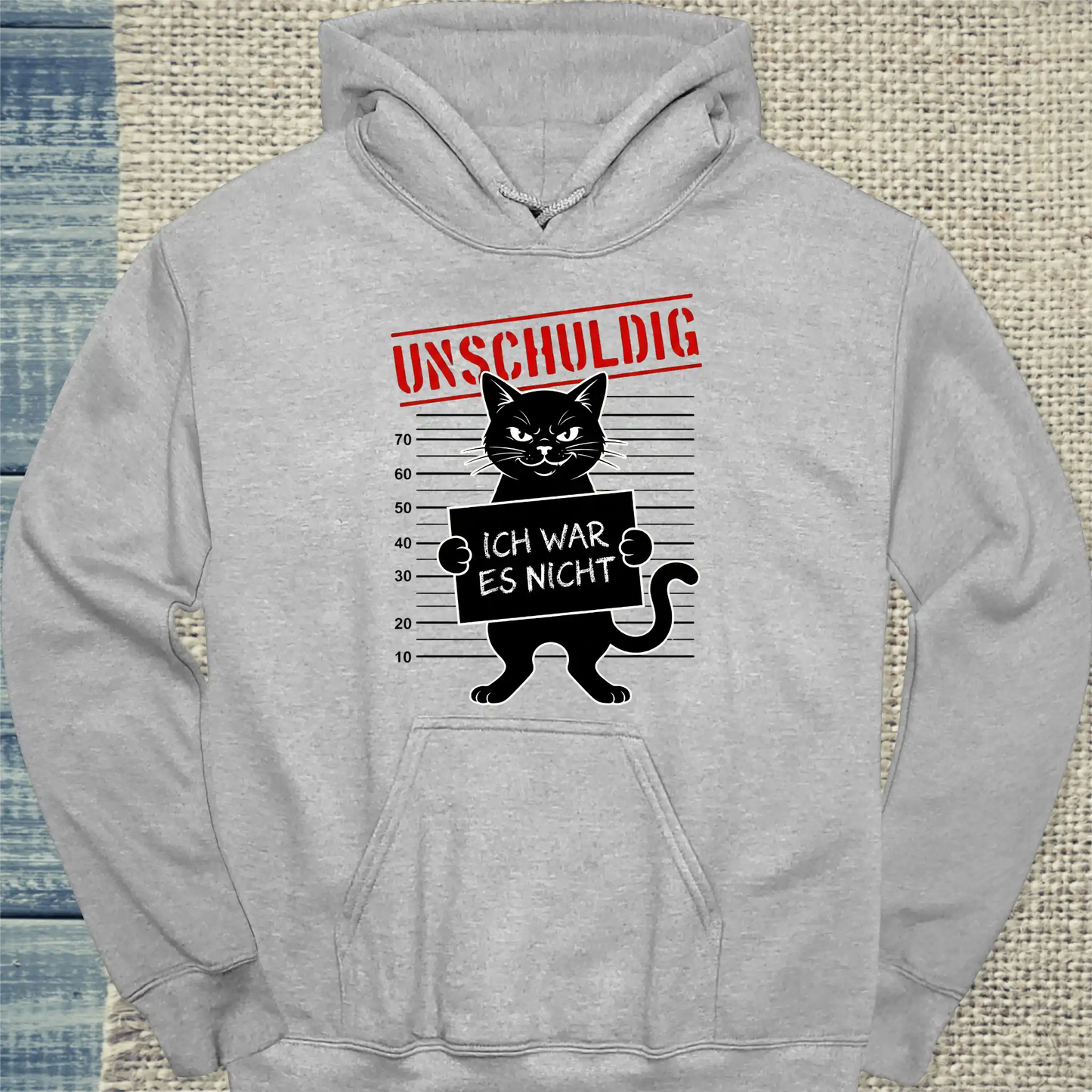 Hoodie - Unschuldig - Unisex - Katze Grau