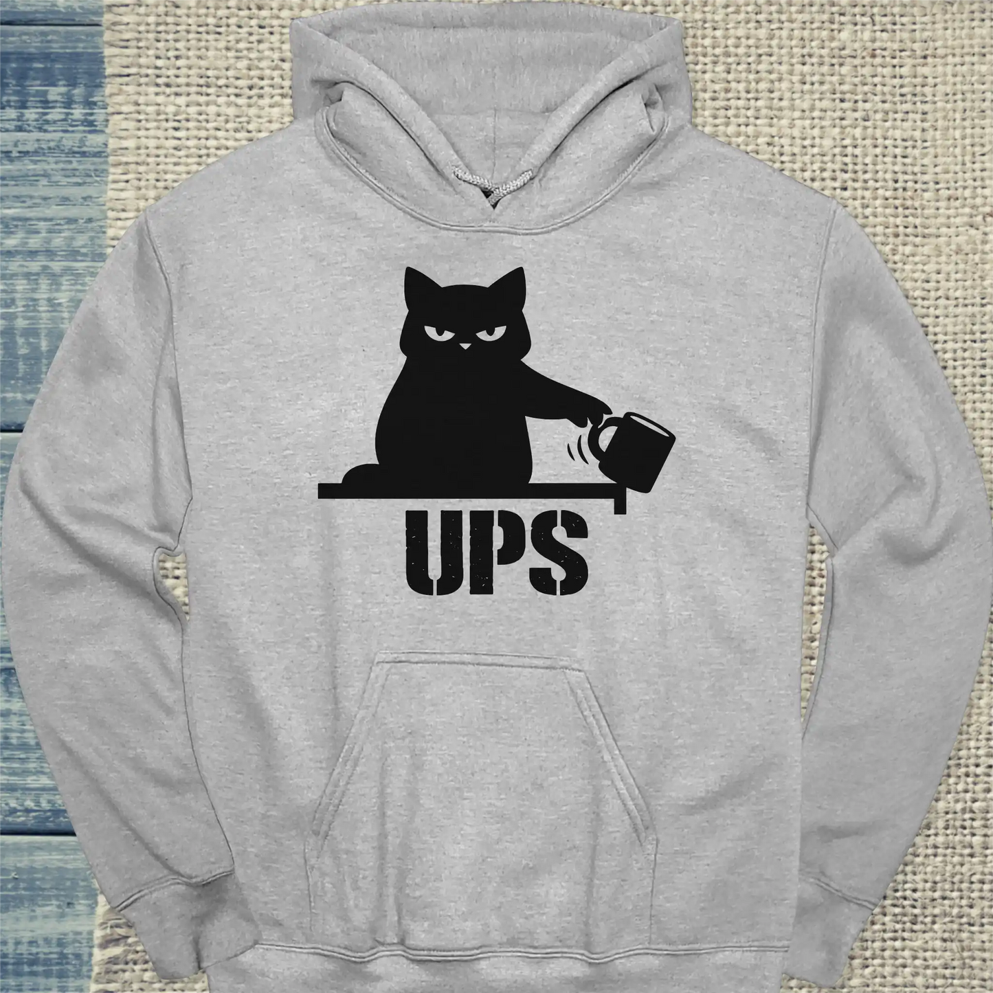 Hoodie - Ups - Unisex - Katze Grau