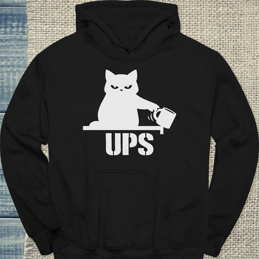 Hoodie - Ups - Unisex - Katze Schwarz