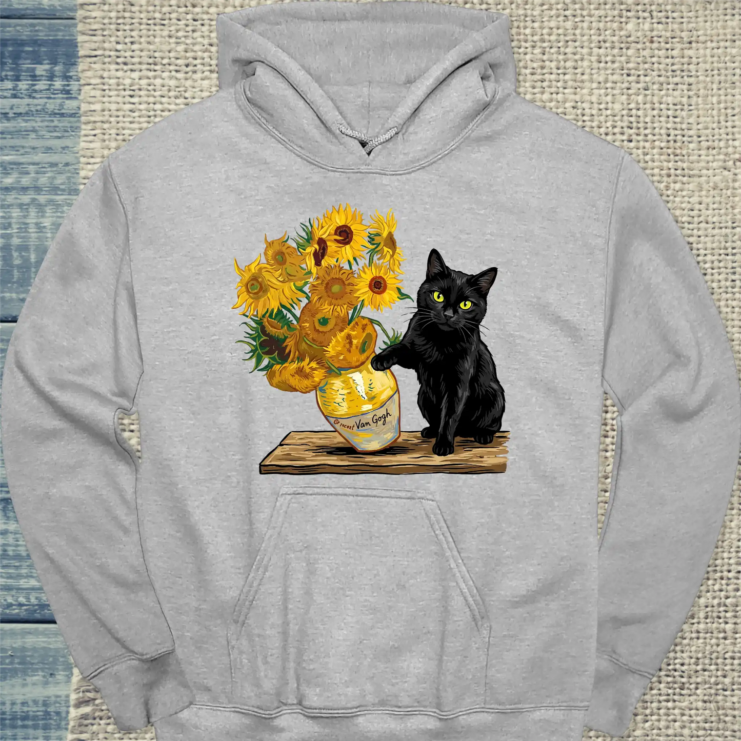 Hoodie - Van Gogh Katze - Unisex - Katze Grau