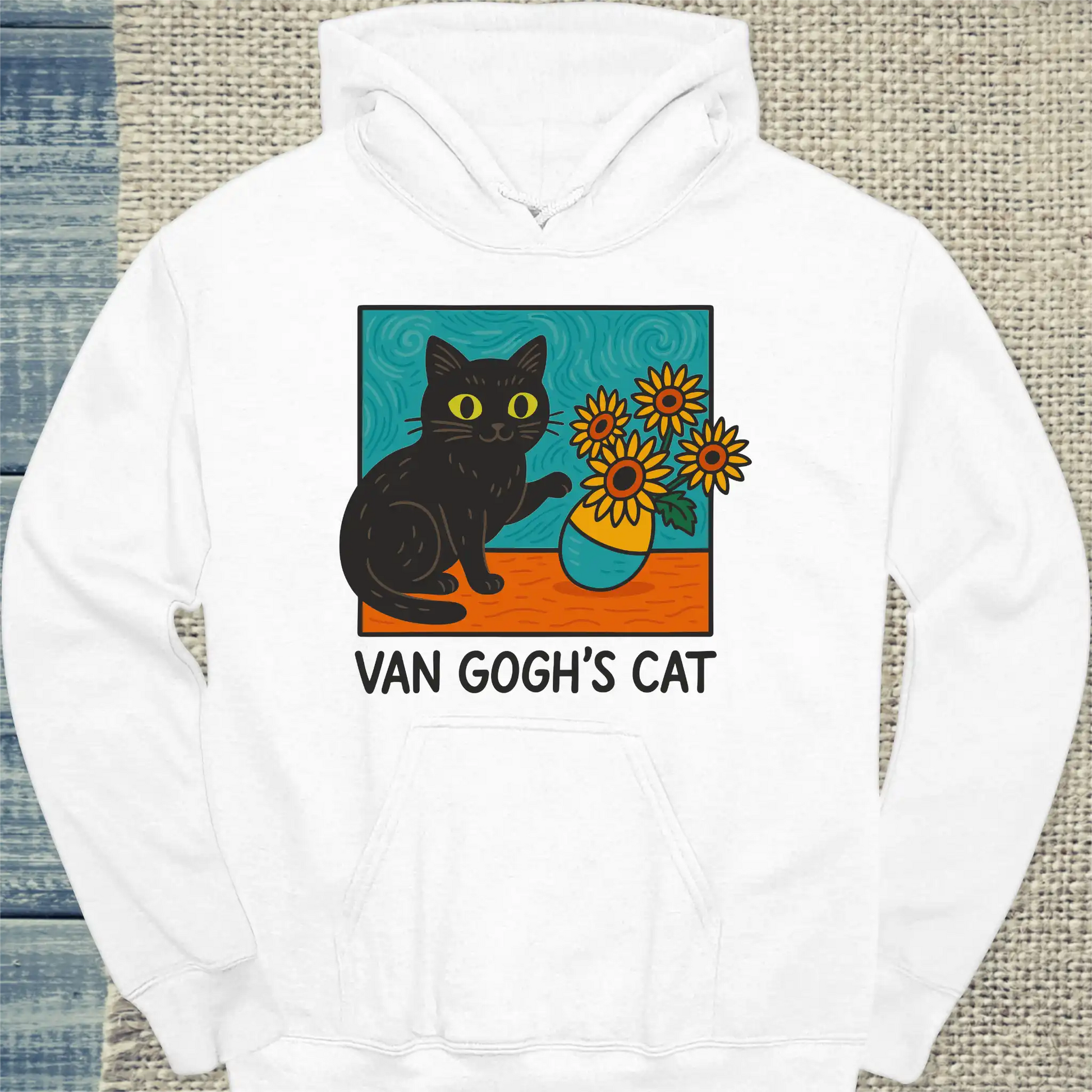Hoodie - Van Goghs Cat - Unisex - Katze Weiß