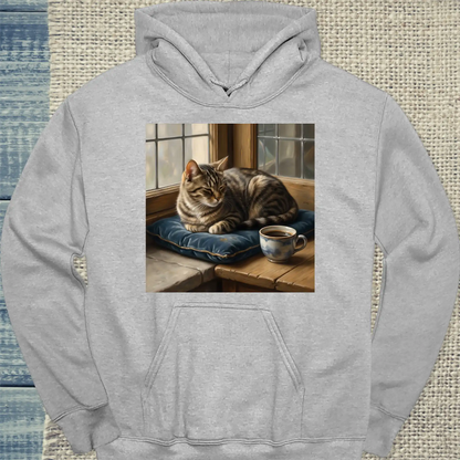 Hoodie - Vermeer Cat - Unisex - Katze & Kaffee, Kunst Grau