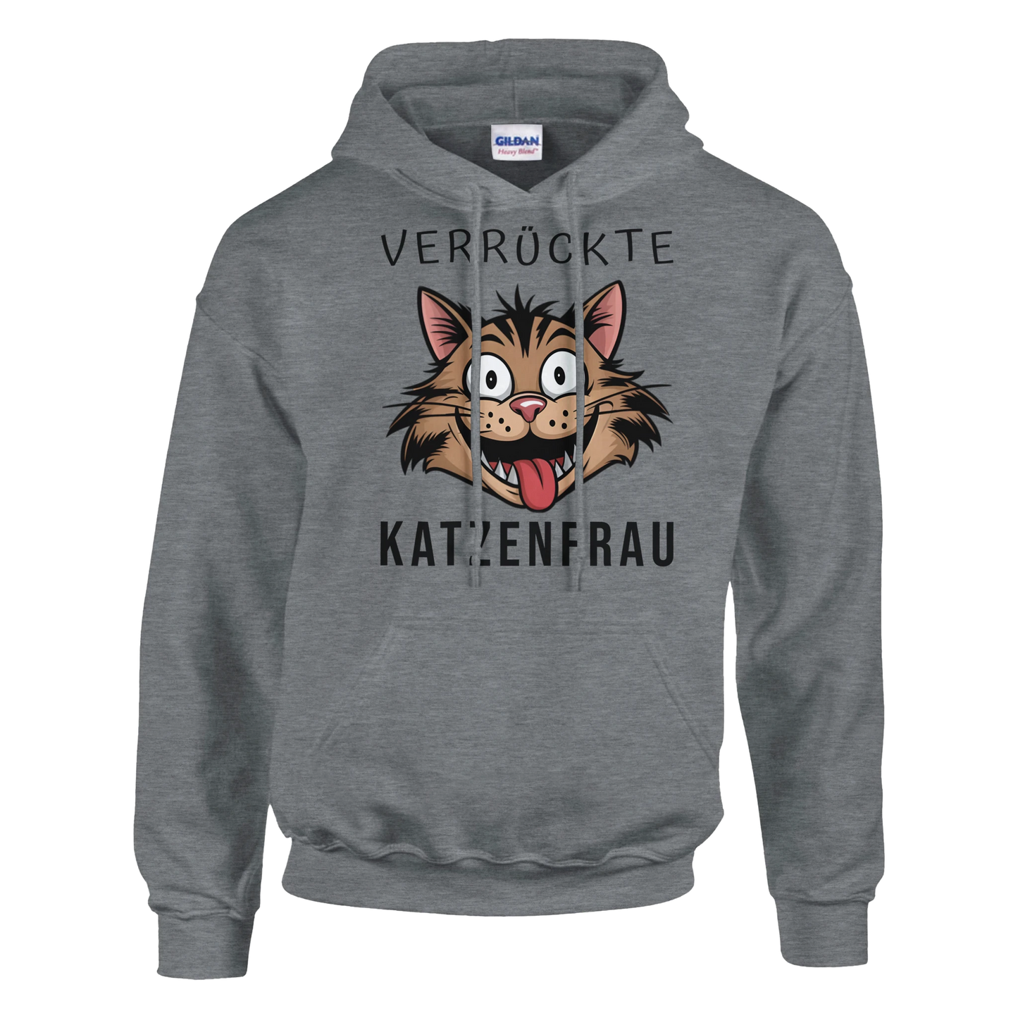 Hoodie - Verrückte Katzenfrau - Unisex - Kaffee, Cat Lady Grau