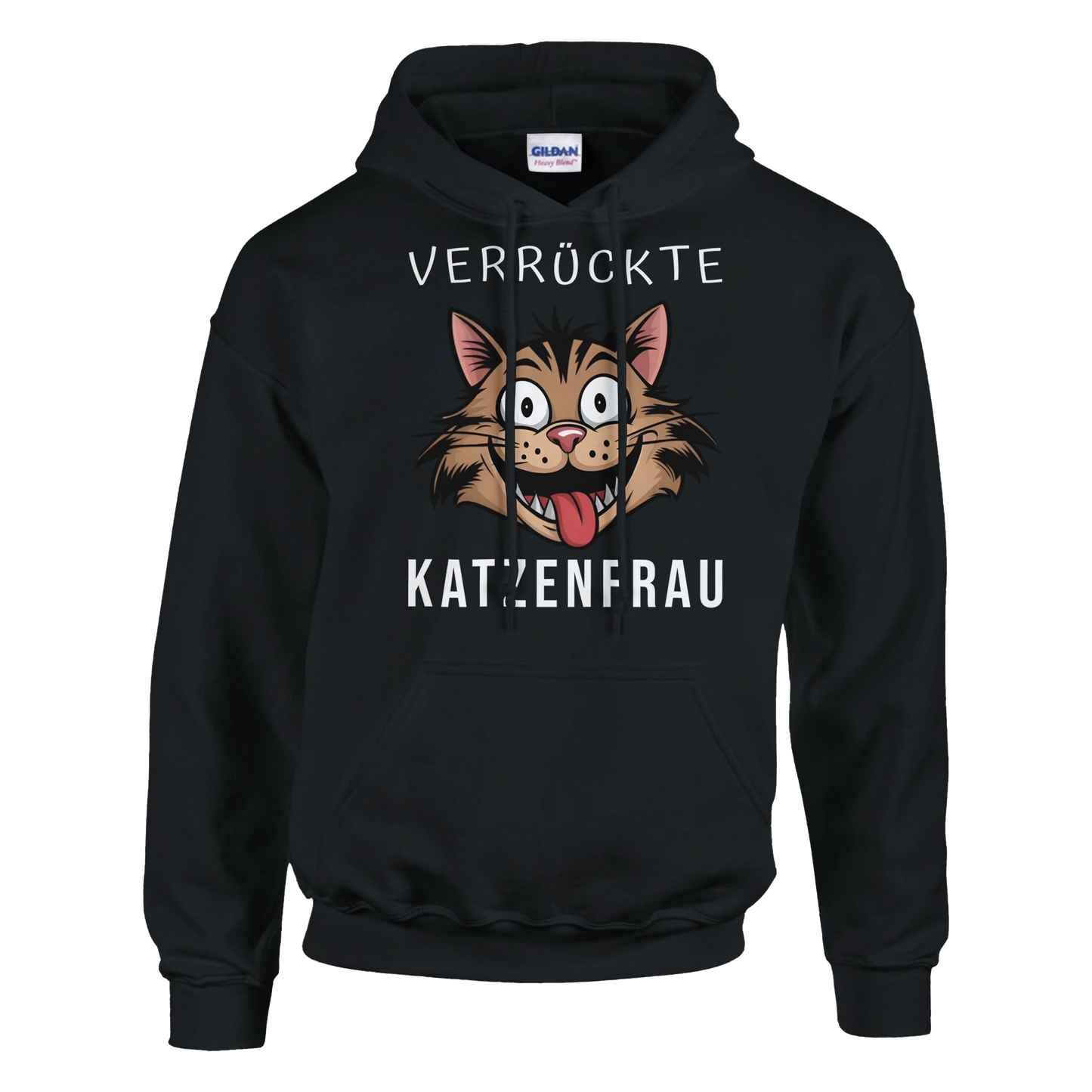 Hoodie - Verrückte Katzenfrau - Unisex - Kaffee, Cat Lady Schwarz