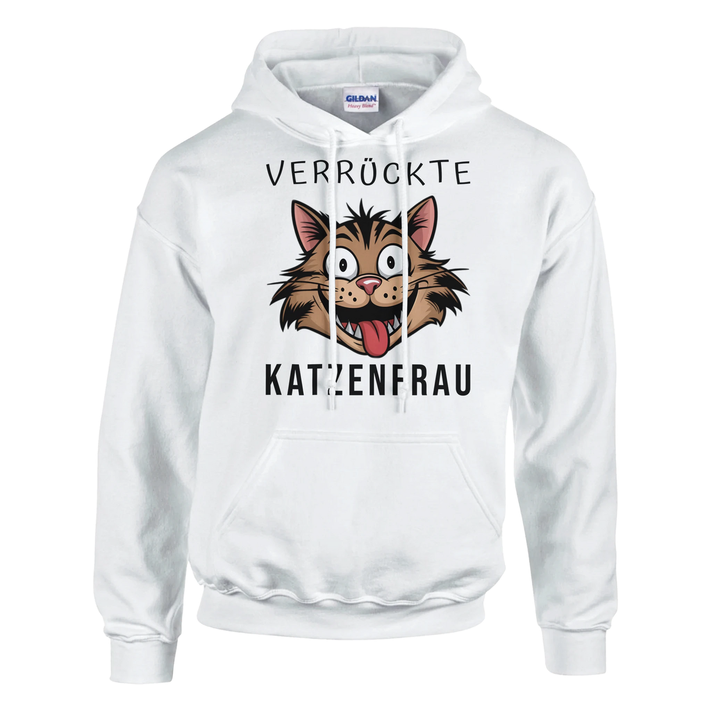 Hoodie - Verrückte Katzenfrau - Unisex - Kaffee, Cat Lady Weiß